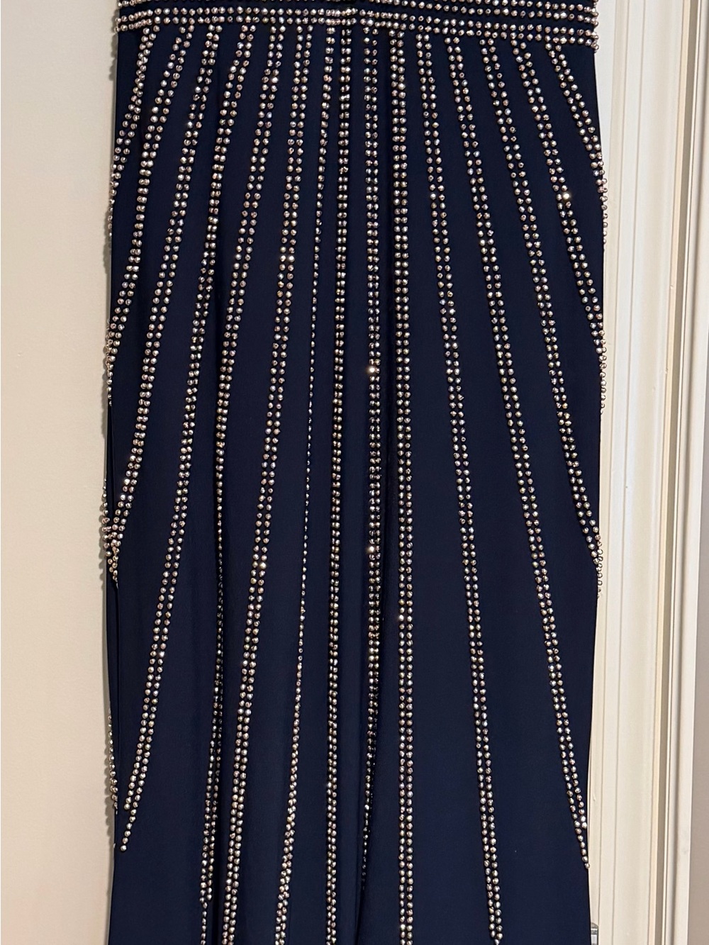 Avery G Navy Blue Rhinestone Embellished Formal Gown Size 12